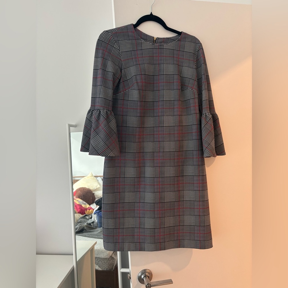 Calvin Klein Plaid Bell-Sleeve Shift Dress